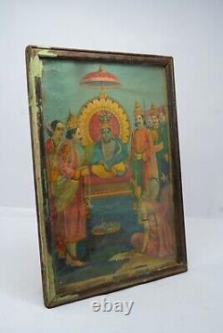 Impression lithographique vintage de Raja Ravi Verma représentant les dieux du Ramayan encadrée NH7248