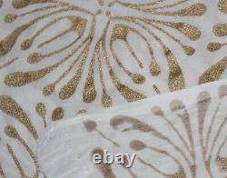 Indien 100%pure Coton Blanc Or Main Bloc Par Yard Floral Imprimé Tissu D'artisanat