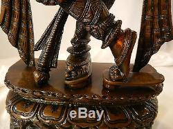 Krishna Brass Sculpture Statue Vintage Grand Massif Flûte Hindu Spiritual 10,4 KG