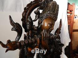 Krishna Brass Sculpture Statue Vintage Grand Massif Flûte Hindu Spiritual 10,4 KG