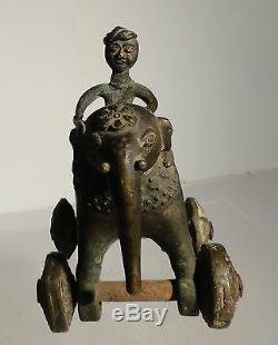 Laiton Antique Vintage Bronze Elephant Toy Pull Empire Britannique Inde