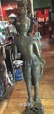 Lakshmi Sculpture En Laiton Statue Grande Déesse Vintage Hindoue Devi H130cm L 25kg