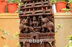 Lakshmi Statue Panneau De Mur En Bois Temple Kavadi Sculpture Vintage Décoration Maison Rare