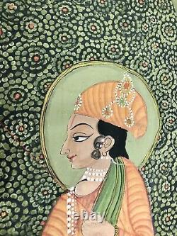 Large Exceptionnelle Pichhavai Krishna Painting Avec Gopis 71 X 36 Exc.