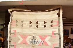 Lg Vintage Navajo Blanket Rug Native Américaine Indienne Transition Antique 57x33