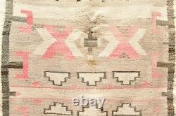 Lg Vintage Navajo Blanket Rug Native Américaine Indienne Transition Antique 57x33