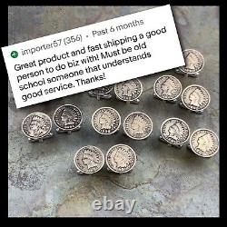 Lot en gros de 10 paires de boutons de manchette en pièces de monnaie anciennes indiennes de tête de centime