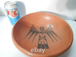 Lrg Antique Vintage Hopi Pueblo Pot Indien Pottery Bowl Thunderbird Pictorial