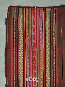 Magnificent Quechua Ikat Poncho Cérémonie Vintage Textile Tm8255