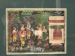 Magnifique peinture indienne vintage vibrante sur soie