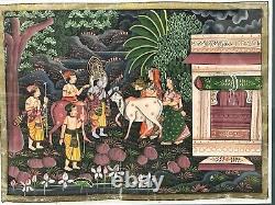 Magnifique peinture indienne vintage vibrante sur soie