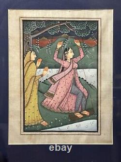 Magnifiques peintures vintage indiennes sur soie vibrante