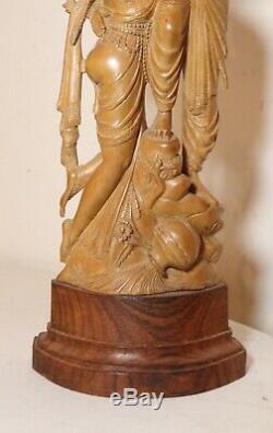 Main Vintage Sculpté Amoureux Du Bois De Santal Inde Rada Krishna Sculpture Statue
