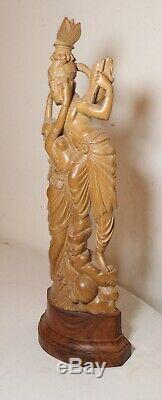 Main Vintage Sculpté Amoureux Du Bois De Santal Inde Rada Krishna Sculpture Statue