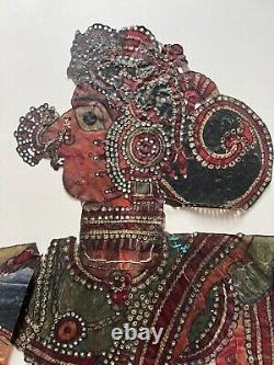 Marionnette d'ombre du 19ème siècle, vintage, en cuir, indienne, rare, collectionnable, œuvre d'art.