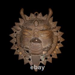Masque facial en laiton ethnique antique indien de Dieu Shiva Yali Kirti Mukha # Collectible