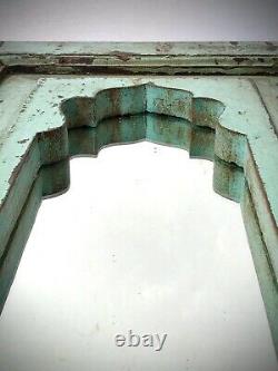 Miroir Indien Vintage Antique, Arc Moghol, Teck. Eau De Nil. Début 20ème C