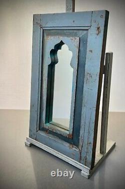 Miroir indien vintage de grande taille issu de la récupération architecturale, panneau de porte Art Déco détourné