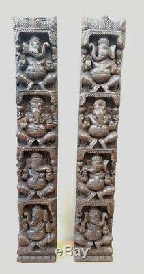 Mur Ganesha Hindou Panneau Vertical Vintage Sculpture Ganesh En Bois Diwali Cadeau