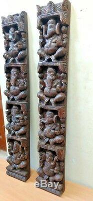 Mur Ganesha Hindou Panneau Vertical Vintage Sculpture Ganesh En Bois Diwali Cadeau