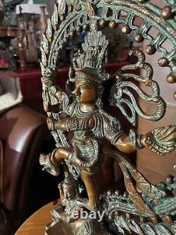 Natraj Laiton Sculpture Shiva Statue Vintage Grand Solide Hindou Spirituel 43cm 7kg