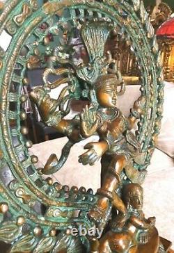 Natraj Laiton Sculpture Shiva Statue Vintage Grand Solide Hindou Spirituel 50cm 7kg