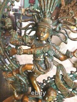 Natraj Laiton Sculpture Shiva Statue Vintage Grand Solide Hindou Spirituel 50cm 7kg