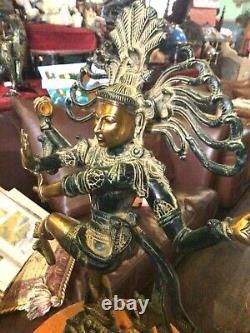 Natraj Laiton Sculpture Shiva Statue Vintage Grand Solide Hindou Spirituel 52cm 8kg