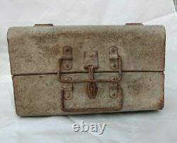 Old Antique Vintage Unique Polding Peint Tin Barber Outils Carry Travel Box
