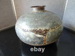Old Indian Metal Riveted Water Pot Bowl