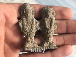 Old Vintage 3 Pc South Indian Vitthal Laxmi Brass Rare Figurine Statue Collectible