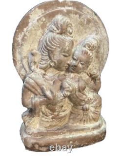 Old Vintage Rare Terracotta Clay Fait Hindu Dieu Shiva Parvati Figurine Figure