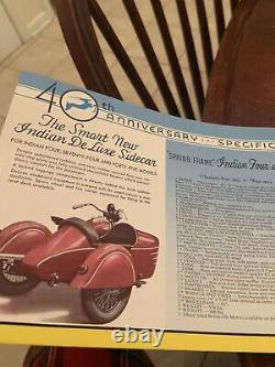 Original Vintage Antique 1941 Indian Motorcycle Brochure Scout Chef Quatre