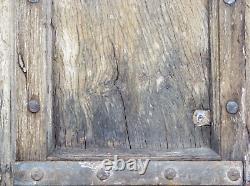 Paire D’antique Vintage Worn Paint Indian Wooden Shutters Doors (mill-560)