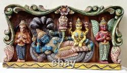 Panneau En Bois De Statue En Bois De Panneau De Mur De Dieu Hindou Vishnu