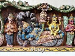 Panneau En Bois De Statue En Bois De Panneau De Mur De Dieu Hindou Vishnu