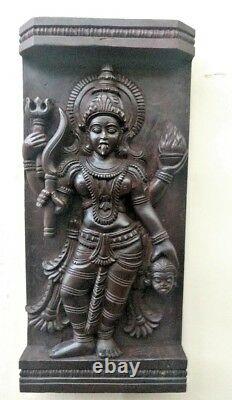 Panneau Mural De Temple Vintage Hindou Durga Kali Devi Panel Sculpture Statue Décor Vieux