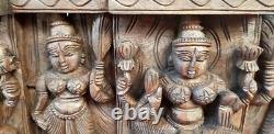 Panneau Mural Hindou Ganesh Lakshmi Saraswathy Vintage Temple Wooden Art Collection