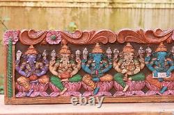 Panneau Mural Musical Ganesh Ancienne Statue Ganesha Mur En Bois Accueil Pooja Décor