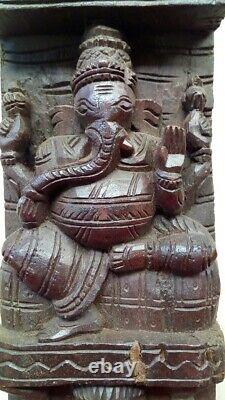 Panneau Vertical Vintage De Mur En Bois De Ganesh Paire De Panneau Hindou De Sculpture De Dieu Panneau De Statue