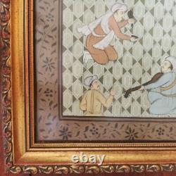 Peinture Mughal en Soie Indienne Vintage RARE