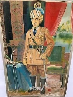 Peinture Portrait Ancien Roi Indien Vintage Décoration Murale Collection 24x36