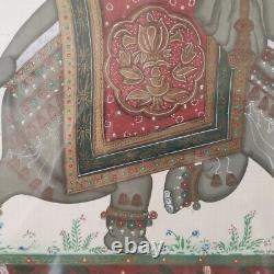 Peinture rare d'éléphant en soie indienne ancienne