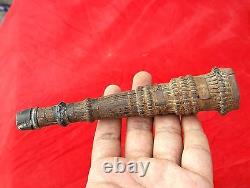 Pipe à tabac Chilam tribale en fer et en sable unique, rare et fabriquée à la main de style vintage