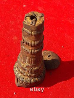 Pipe à tabac tribale en fer et en sable unique, rare et faite à la main de style vintage