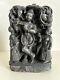 Plaque En Pierre Noire Sculptée Antique Du Bouddha Hindou, De Krishna Et De Ses Assistants Signée