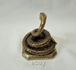 Poids en laiton lourd moulé en forme de serpent / serpent indien vintage pour bureau