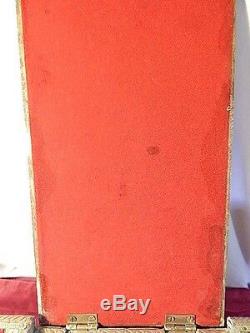 Poitrine Vintage Boîte À Bijoux Décoratifs En Laiton De Bureau En Bois Inlay 44cm Par 30cm