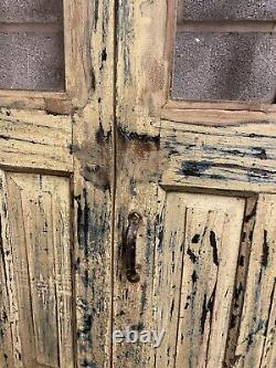 Porte En Bois Antique De Panneau Indien Rustique De Panneau De Verre De Cru Avec Le Cadre