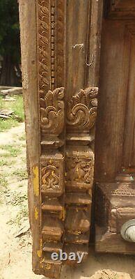 Porte indienne sculptée vintage, Porte indienne antique, Porte en bois de teck, Fer et bois.